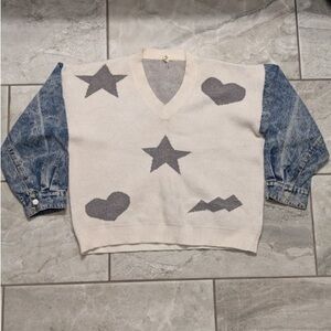 Entro Beige and Gray Knit Top